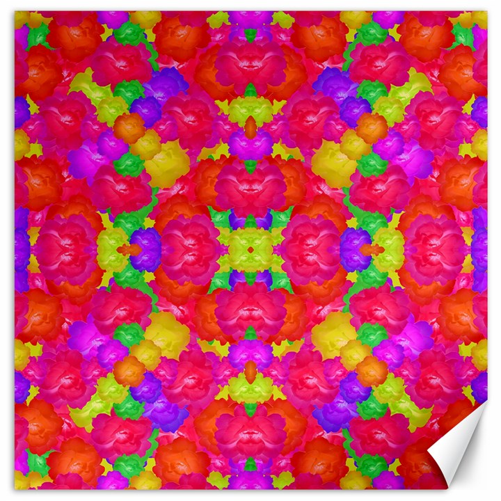 Multicolor Floral Check Canvas 20  x 20  