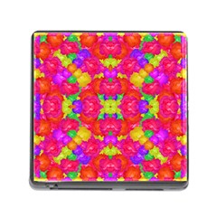 Multicolor Floral Check Memory Card Reader (square) by dflcprints