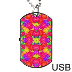 Multicolor Floral Check Dog Tag Usb Flash (one Side)