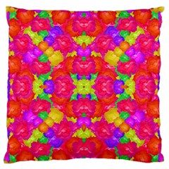 Multicolor Floral Check Large Flano Cushion Case (one Side)