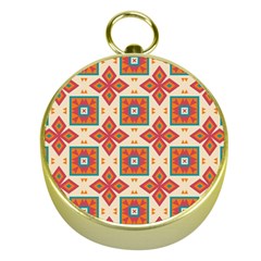 Floral Pattern  			gold Compass