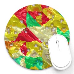 Colorful 3d Texture   			round Mousepad by LalyLauraFLM