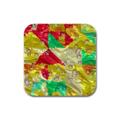 Colorful 3d Texture   			rubber Square Coaster (4 Pack by LalyLauraFLM