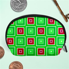 Green Red Squares Pattern    Accessory Pouch by LalyLauraFLM