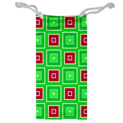 Green Red Squares Pattern    Jewelry Bag by LalyLauraFLM