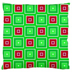 Green Red Squares Pattern    	large Flano Cushion Case (two Sides)