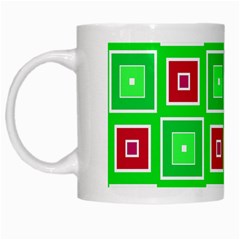 Green Red Squares Pattern    White Mug by LalyLauraFLM