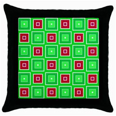 Green Red Squares Pattern    			throw Pillow Case (black) by LalyLauraFLM