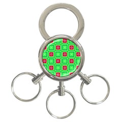 Green Red Squares Pattern    			3-ring Key Chain by LalyLauraFLM