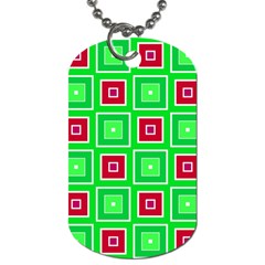 Green Red Squares Pattern    			dog Tag (one Side) by LalyLauraFLM