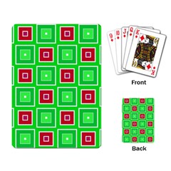 Green Red Squares Pattern    			playing Cards Single Design by LalyLauraFLM