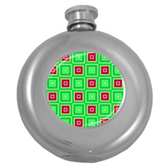 Green Red Squares Pattern    			hip Flask (5 Oz) by LalyLauraFLM