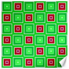 Green Red Squares Pattern    			canvas 12  X 12  by LalyLauraFLM