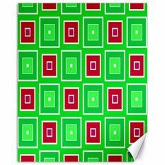 Green Red Squares Pattern    			canvas 16  X 20  by LalyLauraFLM