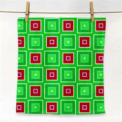 Green Red Squares Pattern    			face Towel by LalyLauraFLM