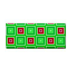 Green Red Squares Pattern    			hand Towel