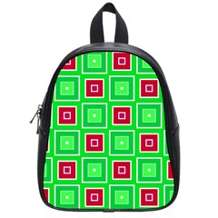 Green Red Squares Pattern    			school Bag (small) by LalyLauraFLM