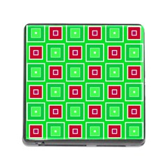 Green Red Squares Pattern    			memory Card Reader (square) by LalyLauraFLM