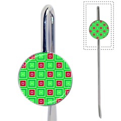 Green Red Squares Pattern    			book Mark by LalyLauraFLM