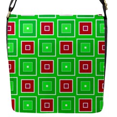 Green Red Squares Pattern    			flap Closure Messenger Bag (s) by LalyLauraFLM