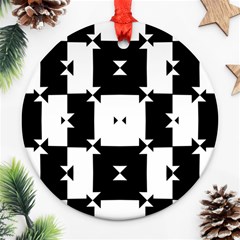 Black And White Check Pattern Ornament (round)  by dflcprints