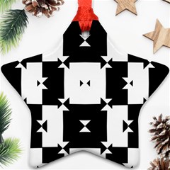 Black And White Check Pattern Ornament (star)  by dflcprints