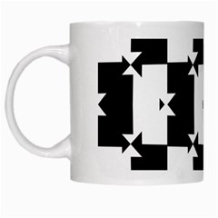 Black And White Check Pattern White Mugs by dflcprints