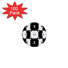 Black And White Check Pattern 1  Mini Buttons (100 Pack)  by dflcprints