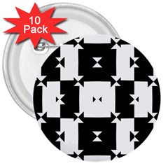 Black And White Check Pattern 3  Buttons (10 Pack)  by dflcprints