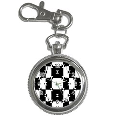 Black And White Check Pattern Key Chain Watches by dflcprints