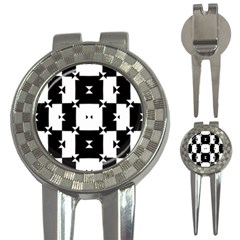 Black And White Check Pattern 3-in-1 Golf Divots by dflcprints