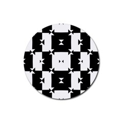 Black And White Check Pattern Rubber Coaster (round)  by dflcprints