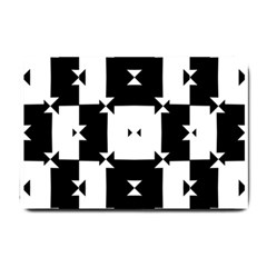 Black And White Check Pattern Small Doormat  by dflcprints