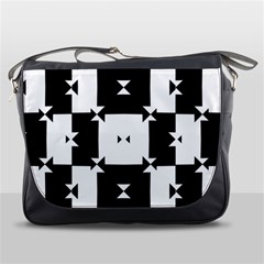 Black And White Check Pattern Messenger Bags by dflcprints