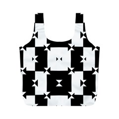 Black And White Check Pattern Full Print Recycle Bags (m) 