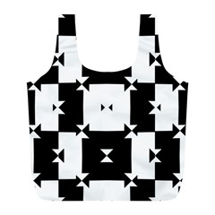 Black And White Check Pattern Full Print Recycle Bags (l)  by dflcprints