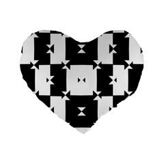 Black And White Check Pattern Standard 16  Premium Flano Heart Shape Cushions by dflcprints