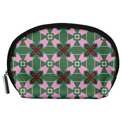 Pink Brown Flowers Pattern     Accessory Pouch