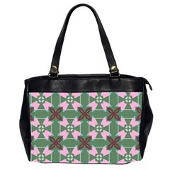 Pink brown flowers pattern     Oversize Office Handbag (2 Sides)