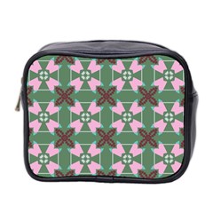 Pink Brown Flowers Pattern     Mini Toiletries Bag (two Sides) by LalyLauraFLM