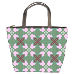 Pink brown flowers pattern     	Bucket Bag