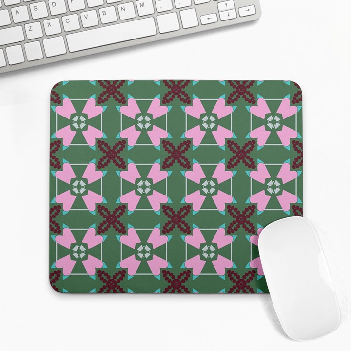 Pink brown flowers pattern     			Large Mousepad