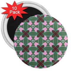 Pink brown flowers pattern     			3  Magnet (10 pack)