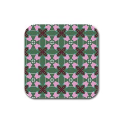 Pink Brown Flowers Pattern     			rubber Square Coaster (4 Pack by LalyLauraFLM