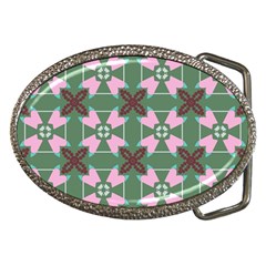 Pink brown flowers pattern     			Belt Buckle