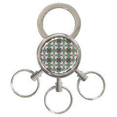 Pink brown flowers pattern     			3-Ring Key Chain