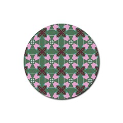 Pink brown flowers pattern     			Rubber Round Coaster (4 pack)