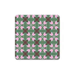 Pink brown flowers pattern     			Magnet (Square)