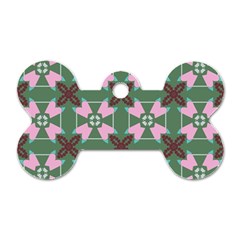 Pink Brown Flowers Pattern     			dog Tag Bone (one Side) by LalyLauraFLM