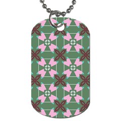 Pink brown flowers pattern     			Dog Tag (One Side)